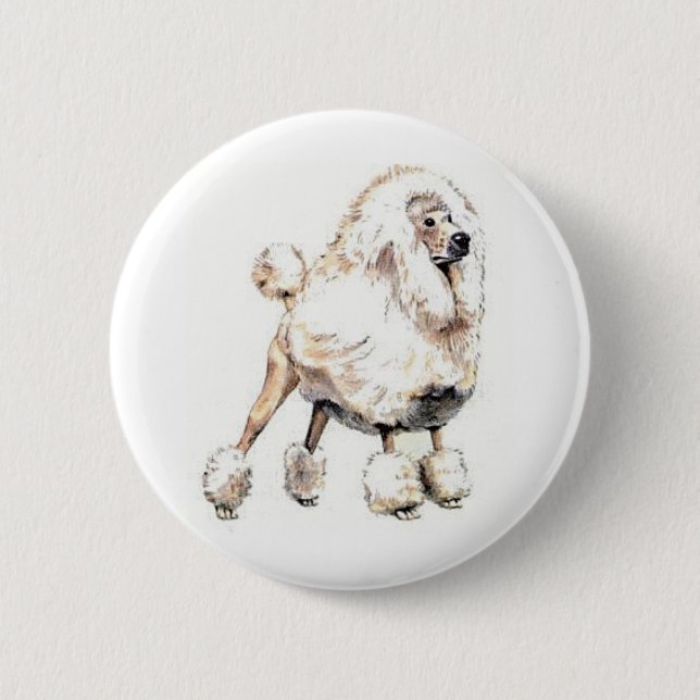 Standard Poodle White Button (Front)