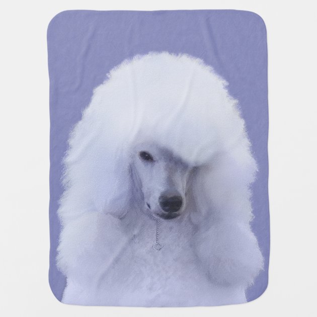 Standard Poodle White Painting Original Dog Art Baby Blanket