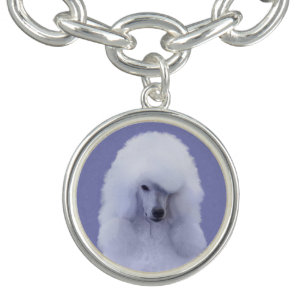 Standard Poodle White Painting - Original Dog Art Bracelet
