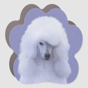 Standard Poodle White Painting - Original Dog Art Car Magnet