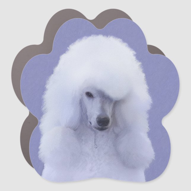 Standard Poodle White Painting - Original Dog Art Car Magnet (Front)