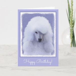 Standard Poodle White Painting - Original Dog Art Card