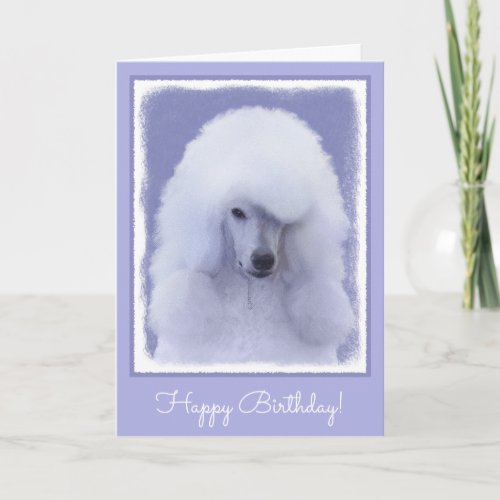 Standard Poodle White Painting _ Original Dog Art Card