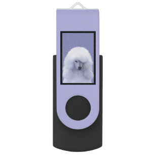 Standard Poodle White Painting - Original Dog Art Flash Drive