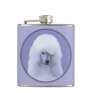 Standard Poodle White Painting - Original Dog Art Flask