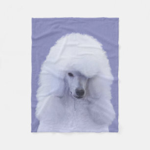Standard Poodle White Painting - Original Dog Art Fleece Blanket