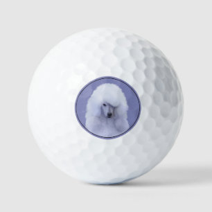 Standard Poodle White Painting - Original Dog Art Golf Balls