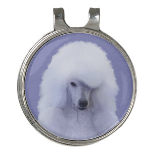 Standard Poodle White Painting - Original Dog Art Golf Hat Clip