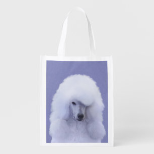 Standard Poodle White Painting - Original Dog Art Grocery Bag