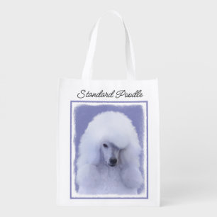 Standard Poodle White Painting - Original Dog Art  Grocery Bag