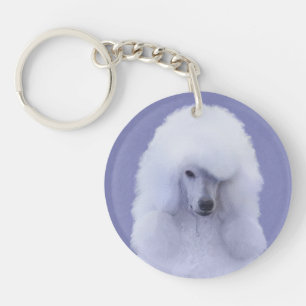 Standard Poodle White Painting - Original Dog Art Keychain