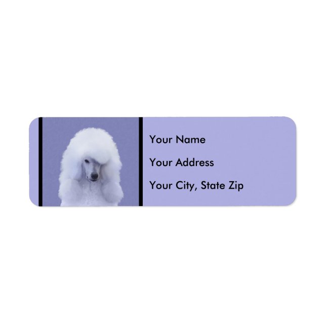 Standard Poodle White Painting - Original Dog Art Label (Front)