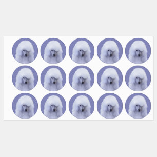 Standard Poodle White Painting - Original Dog Art Labels