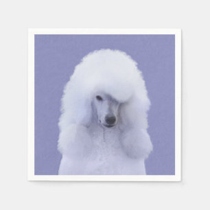 Standard Poodle White Painting - Original Dog Art Napkins