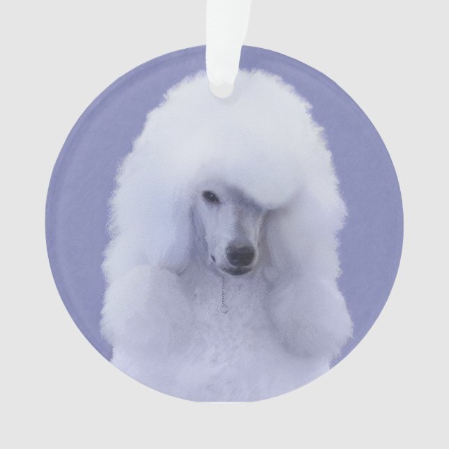 Standard Poodle White Painting - Original Dog Art Ornament (Front)