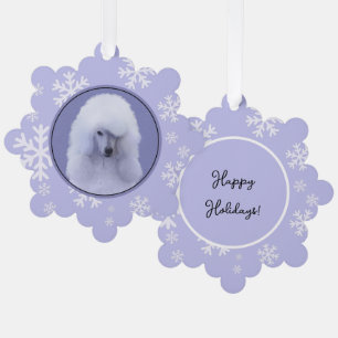 Standard Poodle White Painting - Original Dog Art Ornament Card