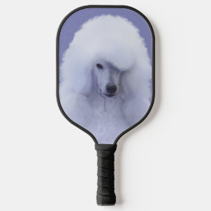 Standard Poodle White Painting - Original Dog Art Pickleball Paddle