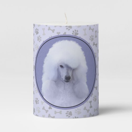Standard Poodle White Painting _ Original Dog Art Pillar Candle