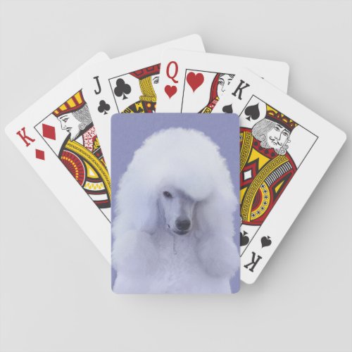 Standard Poodle White Painting _ Original Dog Art Playing Cards