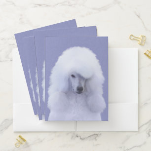 Standard Poodle White Painting - Original Dog Art Pocket Folder