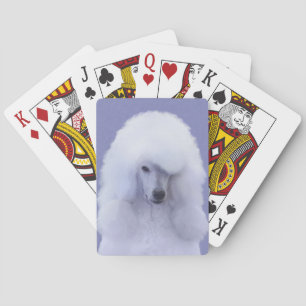 Standard Poodle White Painting - Original Dog Art Poker Cards