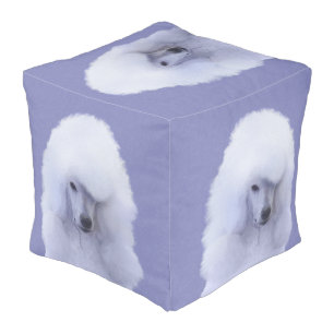 Standard Poodle White Painting - Original Dog Art  Pouf