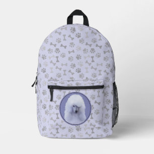 Standard Poodle White Painting - Original Dog Art Printed Backpack