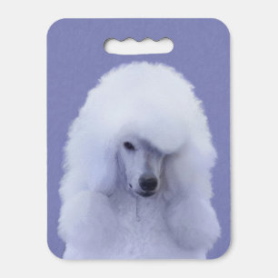 Standard Poodle White Painting - Original Dog Art Seat Cushion