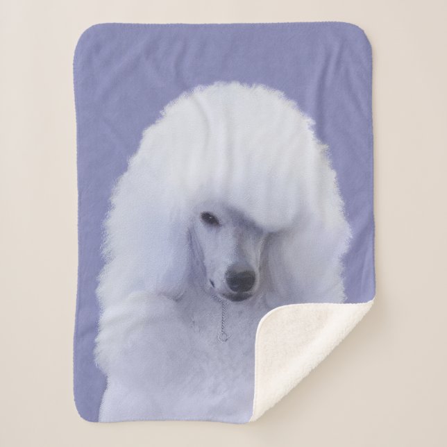 Standard Poodle White Painting - Original Dog Art Sherpa Blanket (Front)