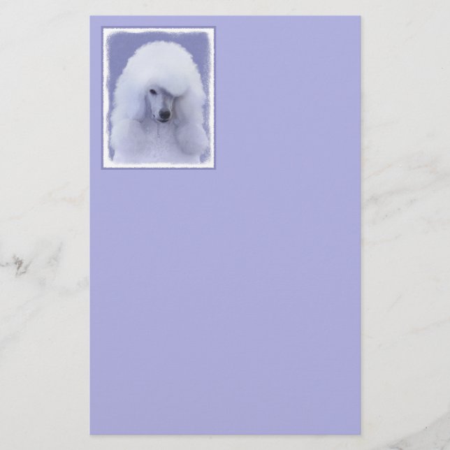 Standard Poodle White Painting - Original Dog Art Stationery (Front)
