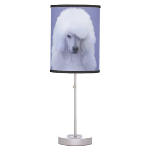 Standard Poodle White Painting - Original Dog Art Table Lamp