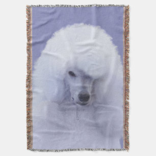 Standard Poodle White Painting - Original Dog Art Throw Blanket