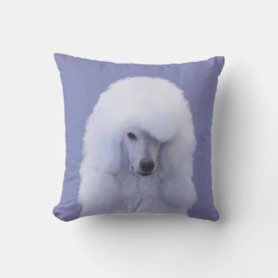 Standard Poodle White Painting - Original Dog Art Throw Pillow