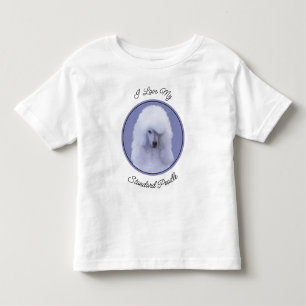 Standard Poodle White Painting - Original Dog Art Toddler T-shirt
