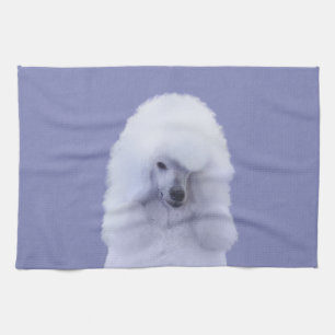 Standard Poodle White Painting - Original Dog Art Towel