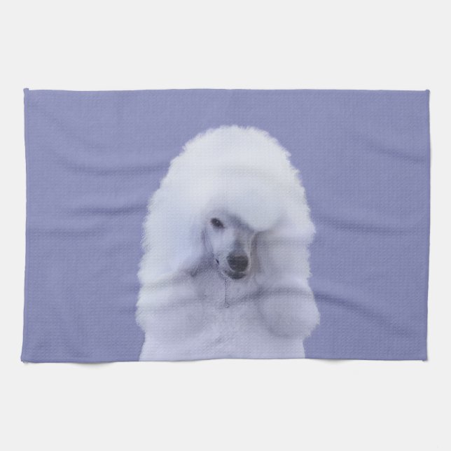 Standard Poodle White Painting - Original Dog Art Towel (Horizontal)