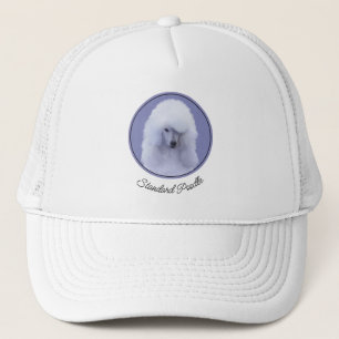 Standard Poodle White Painting - Original Dog Art Trucker Hat