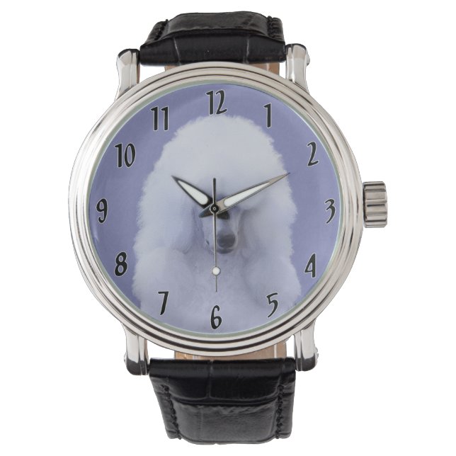 Standard Poodle White Painting - Original Dog Art Watch (Front)