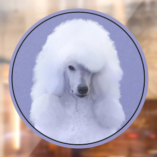 Standard Poodle White Painting - Original Dog Art Window Cling