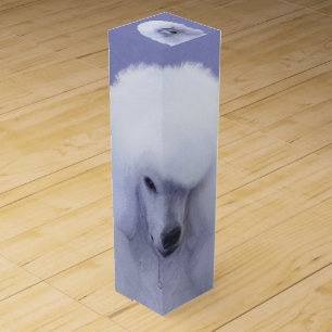 Standard Poodle White Painting - Original Dog Art Wine Box