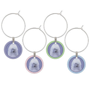 Standard Poodle White Painting - Original Dog Art Wine Charm