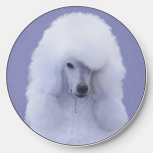 Standard Poodle White Painting - Original Dog Art Wireless Charger