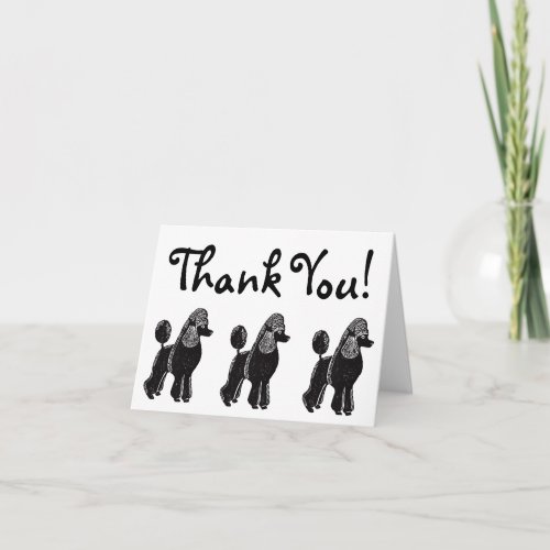 Standard Poodles Black White Thank You Note Card