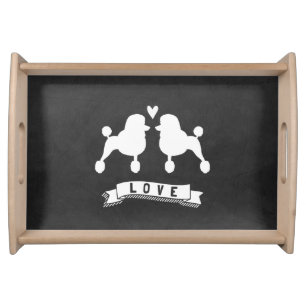 Standard Poodles Love - Dog Silhouettes w/ Heart Serving Tray