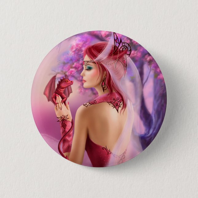 Standard, Round Button  Beautiful fantasy woman (Front)