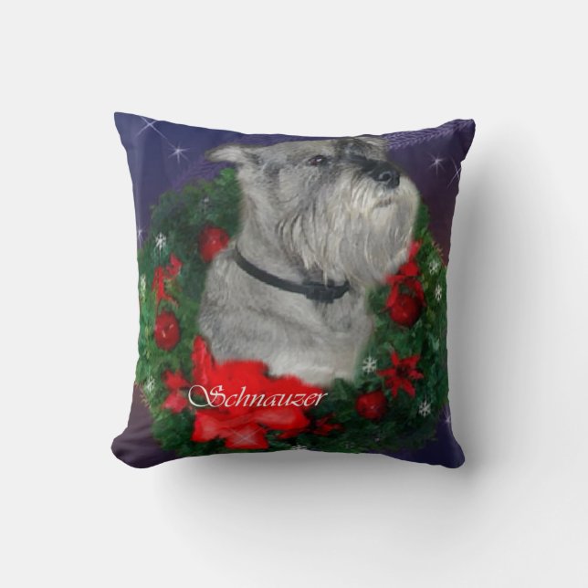 Standard Schnauzer Christmas Throw Pillow (Front)
