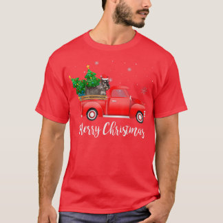Standard Schnauzer Dog Riding Red Truck Christmas T-Shirt
