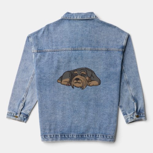 Standard Schnauzer Dogs Schnauzer Sleeping  Cute  Denim Jacket