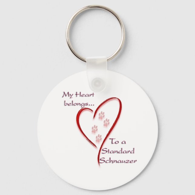 Standard Schnauzer Heart Belongs Keychain (Front)