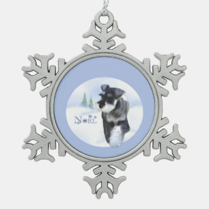 Standard Schnauzer Noel Keychain Snowflake Pewter Christmas Ornament
